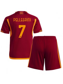 Billige AS Roma Lorenzo Pellegrini #7 Hjemmedraktsett Barn 2023-24 Kortermet (+ Korte bukser)